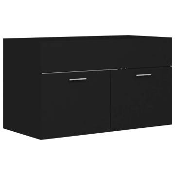 Sink Cabinet with Built-in Basin - Black Engineered Wood