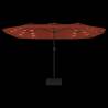 Double-Head Parasol with LEDs - Terracotta 449x245 cm