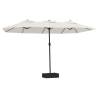 Double-Head Parasol with LEDs - Sand White 449x245 cm