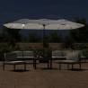 Double-Head Parasol with LEDs - Sand White 449x245 cm