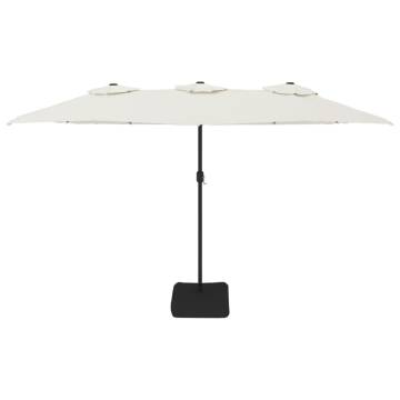 Double-Head Parasol with LEDs - Sand White 449x245 cm