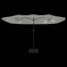 Double-Head Parasol with LEDs - Sand White 449x245 cm