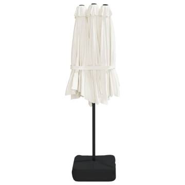 Double-Head Parasol with LEDs - Sand White 449x245 cm