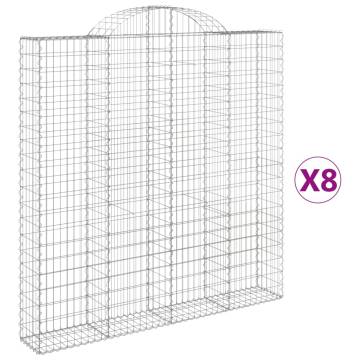 Arched Gabion Baskets - 8 pcs Galvanised Iron | Hipo Market