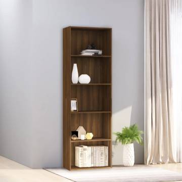 5-Tier Book Cabinet Brown Oak - Stylish Storage Solution