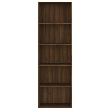 5-Tier Book Cabinet Brown Oak - Stylish Storage Solution