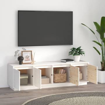 Trendy White TV Cabinet - Solid Pine Wood | HipoMarket