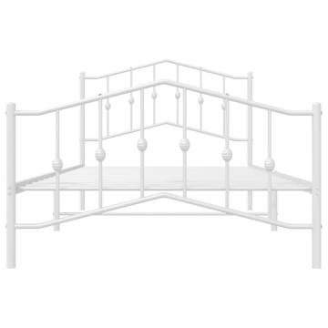 Elegant White Metal Bed Frame with Headboard - 107x203 cm