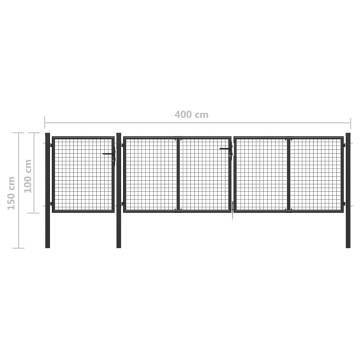 Garden Gate Steel 400x100 cm Anthracite - Durable & Secure