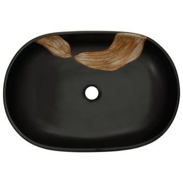 Stylish Black Oval Ceramic Countertop Basin - 59x40 cm