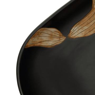 Stylish Black Oval Ceramic Countertop Basin - 59x40 cm