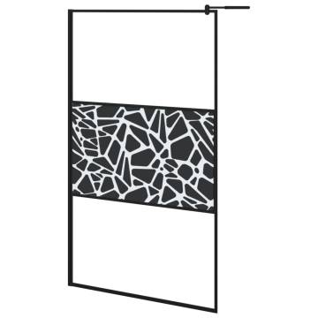 Walk-in Shower Wall with Shelf Black 115x195 cm ESG Glass