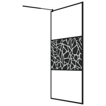 Walk-in Shower Wall with Shelf Black 115x195 cm ESG Glass