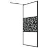 Walk-in Shower Wall with Shelf Black 115x195 cm ESG Glass