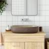 Elegant Sand & Brown Oval Countertop Basin - 59x40 cm