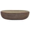 Elegant Sand & Brown Oval Countertop Basin - 59x40 cm