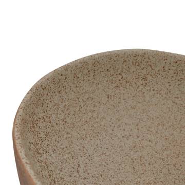 Elegant Sand & Brown Oval Countertop Basin - 59x40 cm