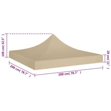 Party Tent Roof 2x2 m Beige - Durable Replacement Cover