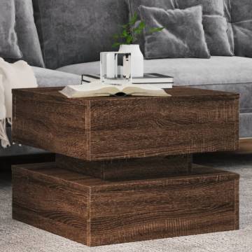 Modern Coffee Table with LED Lights - Brown Oak