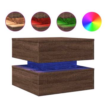 Modern Coffee Table with LED Lights - Brown Oak