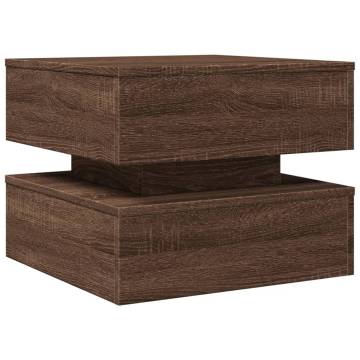 Modern Coffee Table with LED Lights - Brown Oak