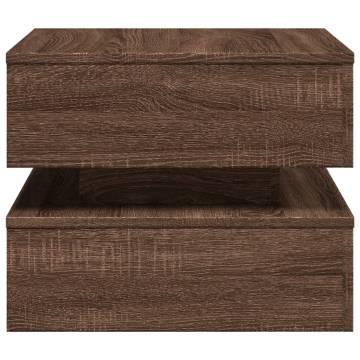 Modern Coffee Table with LED Lights - Brown Oak