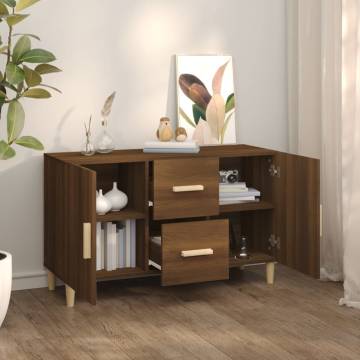 Brown Oak Sideboard - Stylish & Ample Storage 100x36x60 cm