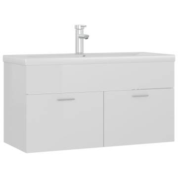 Stylish Sink Cabinet with Basin - High Gloss White