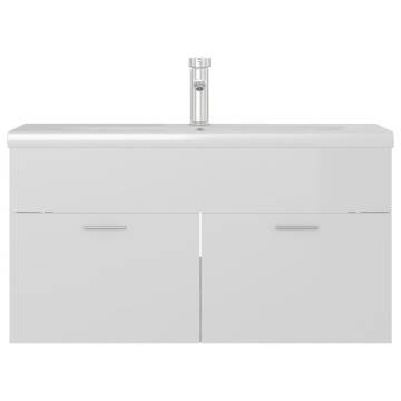 Stylish Sink Cabinet with Basin - High Gloss White