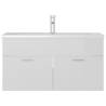 Stylish Sink Cabinet with Basin - High Gloss White