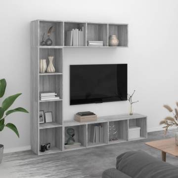 3 Piece Grey Sonoma Book/TV Cabinet Set - Stylish & Practical