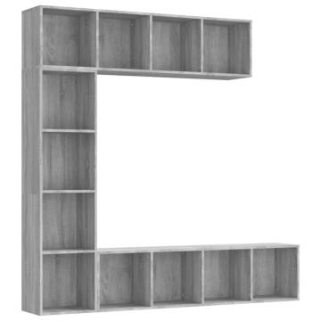 3 Piece Grey Sonoma Book/TV Cabinet Set - Stylish & Practical