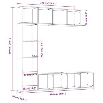 3 Piece Grey Sonoma Book/TV Cabinet Set - Stylish & Practical