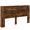 Stylish Headboard Cabinet with LED in Smoked Oak - 180x16.5 cm