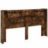 Stylish Headboard Cabinet with LED in Smoked Oak - 180x16.5 cm