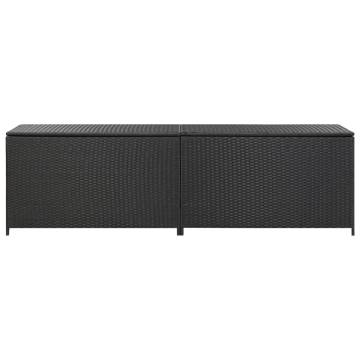 Garden Storage Box Poly Rattan 200x50x60 cm - Black