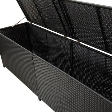 Garden Storage Box Poly Rattan 200x50x60 cm - Black