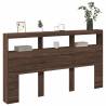 Stylish Brown Oak Headboard Cabinet with LED - 180x17x102 cm