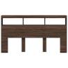 Stylish Brown Oak Headboard Cabinet with LED - 180x17x102 cm