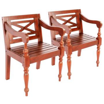 Batavia Chairs 2 pcs - Dark Brown Solid Mahogany Wood