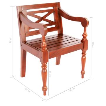 Batavia Chairs 2 pcs - Dark Brown Solid Mahogany Wood