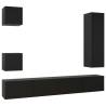 5 Piece Black Engineered Wood TV Cabinet Set - HiFi & Storage