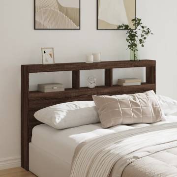 Headboard Cabinet with LED in Brown Oak – Stylish & Functional