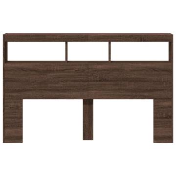 Headboard Cabinet with LED in Brown Oak – Stylish & Functional