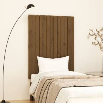 Elegant Honey Brown Pine Wall Headboard | 82.5x3x110 cm