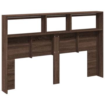 Headboard Cabinet with LED in Brown Oak – Stylish & Functional