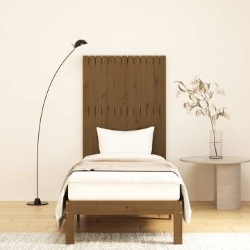 Elegant Honey Brown Pine Wall Headboard | 82.5x3x110 cm