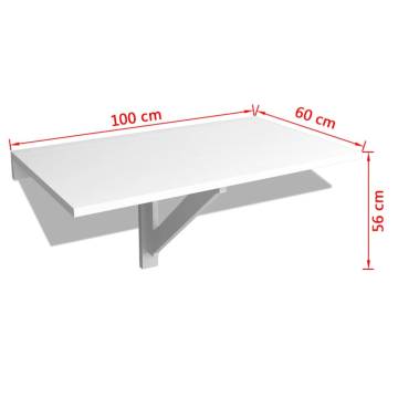 Folding Wall Table White 100x60 cm - Space Saving Design