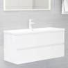 Sink Cabinet with Built-in Basin High Gloss White Engineered Wood Colour high gloss white Size 100 x 38.5 x 45 cm Quantity in Package 1 Model with faucet & drain 