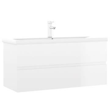 High Gloss White Sink Cabinet with Built-in Basin | HipoMarket